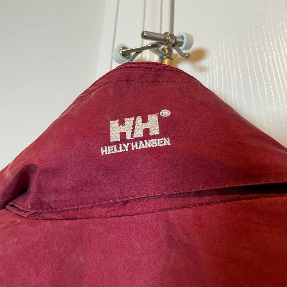 Vintage Helly Hansen Twin Sails Burgundy Gore-Tex Windbreaker Hooded Jacket Sz M